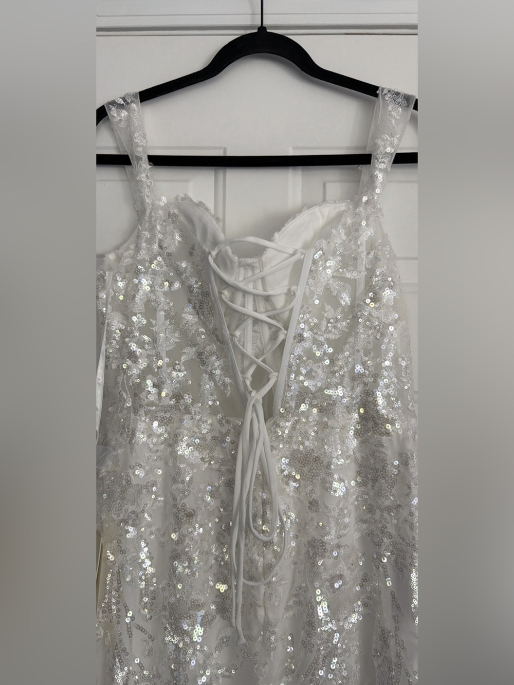 White Sequin Evening Dress - Picture 5 of 6